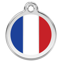 Produktbild von RedDingo Hundemarke aus Edelstahl mit individueller Gravur Frankreich Flagge Größe L