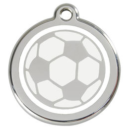 Produktbild von RedDingo Hundemarke aus Edelstahl mit individueller Gravur Fußball Silber Größe L