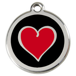 Produktbild von RedDingo Hundemarke aus Edelstahl mit individueller Gravur Herz Form Schwarz Größe L
