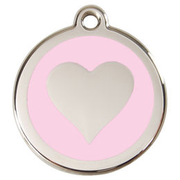 Produktbild von RedDingo Hundemarke aus Edelstahl mit individueller Gravur Herz in Rosa Größe L