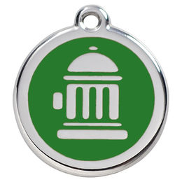 Produktbild von RedDingo Hundemarke aus Edelstahl mit individueller Gravur Hydrant Grün Größe S