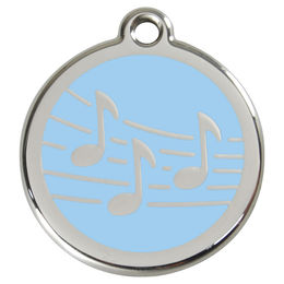 Produktbild von RedDingo Hundemarke aus Edelstahl mit individueller Gravur Musik Hellblau Größe L