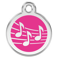 Produktbild von RedDingo Hundemarke aus Edelstahl mit individueller Gravur Musik Hot Pink Größe S