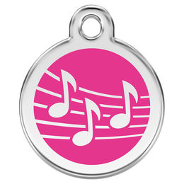 Produktbild von RedDingo Hundemarke aus Edelstahl mit individueller Gravur Musik in Rosa Größe L