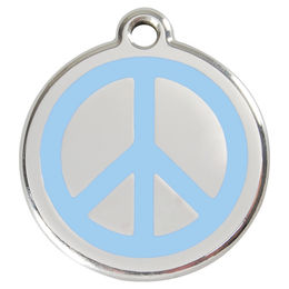 Produktbild von RedDingo Hundemarke aus Edelstahl mit individueller Gravur Peace Blau Größe L