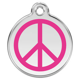 Produktbild von RedDingo Hundemarke aus Edelstahl mit individueller Gravur Peace in Rosa Größe L