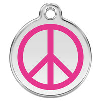 Produktbild von RedDingo Hundemarke aus Edelstahl mit individueller Gravur Peace in Rosa Größe L