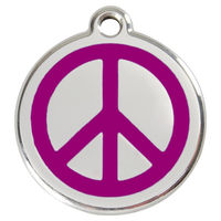 Produktbild von RedDingo Hundemarke aus Edelstahl mit individueller Gravur Peace Lila Größe S