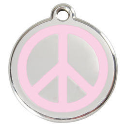 Produktbild von RedDingo Hundemarke aus Edelstahl mit individueller Gravur Peace Rosa Größe M