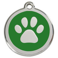 Produktbild von RedDingo Hundemarke aus Edelstahl mit individueller Gravur Pfotenabdruck Grün Größe S