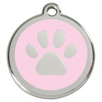 Produktbild von RedDingo Hundemarke aus Edelstahl mit individueller Gravur Pfotenabdruck Rosa Größe L