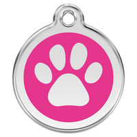 Produktbild von RedDingo Hundemarke aus Edelstahl mit individueller Gravur Pfotenabdruck Rosa Größe S - 7 g