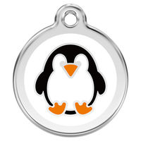 Produktbild von RedDingo Hundemarke aus Edelstahl mit individueller Gravur Pinguin Weiß Größe L