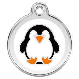 Produktbild von RedDingo Hundemarke aus Edelstahl mit individueller Gravur Pinguin Weiß Größe M