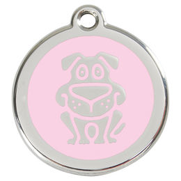 Produktbild von RedDingo Hundemarke aus Edelstahl mit individueller Gravur Rosa Größe L