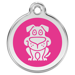 Produktbild von RedDingo Hundemarke aus Edelstahl mit individueller Gravur Rosa Größe M