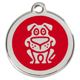 Produktbild von RedDingo Hundemarke aus Edelstahl mit individueller Gravur Rot Größe M