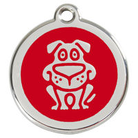 Produktbild von RedDingo Hundemarke aus Edelstahl mit individueller Gravur Rot Größe M