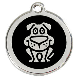 Produktbild von RedDingo Hundemarke aus Edelstahl mit individueller Gravur Schwarz Größe M