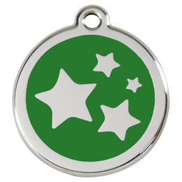 Produktbild von RedDingo Hundemarke aus Edelstahl mit individueller Gravur Stern Grün Größe S
