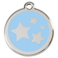Produktbild von RedDingo Hundemarke aus Edelstahl mit individueller Gravur Stern Hellblau Größe L