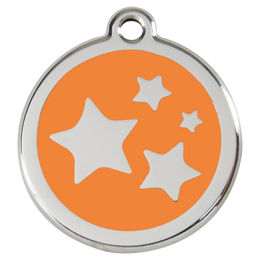 Produktbild von RedDingo Hundemarke aus Edelstahl mit individueller Gravur Stern Orange Größe L