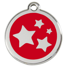 Produktbild von RedDingo Hundemarke aus Edelstahl mit individueller Gravur Stern Rot Größe L