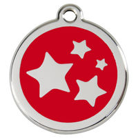 Produktbild von RedDingo Hundemarke aus Edelstahl mit individueller Gravur Stern Rot Größe L