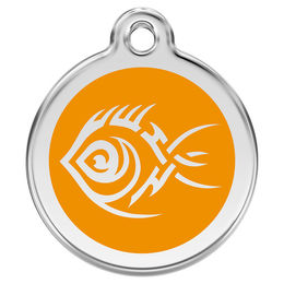 Produktbild von RedDingo Hundemarke aus Edelstahl mit individueller Gravur Tribal Fisch Orange Größe L