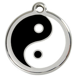 Produktbild von RedDingo Hundemarke aus Edelstahl mit individueller Gravur Yin und Yang Silber Größe L