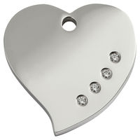 Produktbild von RedDingo Hundemarke aus Edelstahl mit Swarovski-Steinbesatz Herz in Silber mit individueller Gravur
