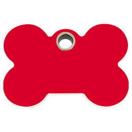 Produktbild von RedDingo Hundemarke aus Kunststoff in Knochenform mit individueller Gravur Rot Größe S