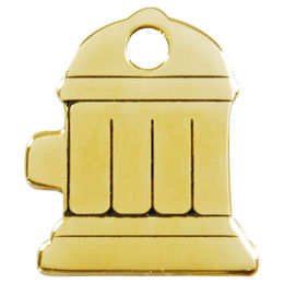 Produktbild von RedDingo Hundemarke aus Metall in Gold mit Hydranten-Motiv Größe M