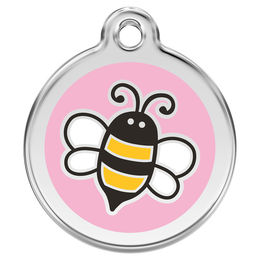Produktbild von RedDingo Hundemarke Bumble Bee aus Edelstahl in Rosa Größe M mit individueller Gravur
