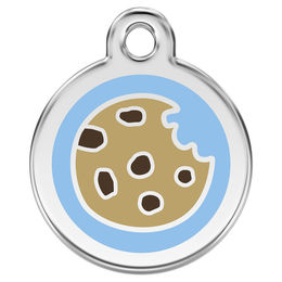 Produktbild von RedDingo Hundemarke Cookie aus Edelstahl hellblau Größe S mit individueller Gravur