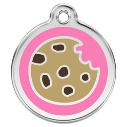 Produktbild von RedDingo Hundemarke Cookie aus Edelstahl in Rosa Größe L mit individueller Gravur