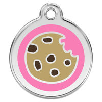Produktbild von RedDingo Hundemarke Cookie aus Edelstahl in Rosa Größe M mit individueller Gravur