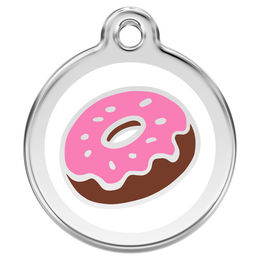 Produktbild von RedDingo Hundemarke Donut aus Edelstahl mit individueller Gravur Weiß Größe M