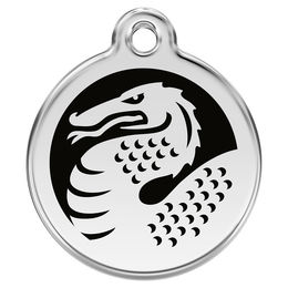 Produktbild von RedDingo Hundemarke Drache aus Edelstahl mit individueller Gravur Schwarz Größe M
