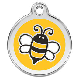 Produktbild von RedDingo Hundemarke Edelstahl Bumble Bee Gelb Größe M mit individueller Gravur
