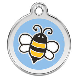 Produktbild von RedDingo Hundemarke Edelstahl Bumble Bee Hellblau mit individueller Gravur Größe L