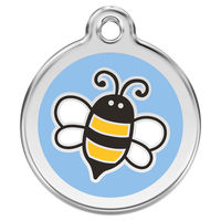 Produktbild von RedDingo Hundemarke Edelstahl Bumble Bee Hellblau mit individueller Gravur Größe L