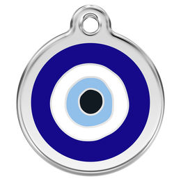 Produktbild von RedDingo Hundemarke Edelstahl Evil Eye Dunkelblau Größe S mit individueller Gravur