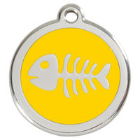 Produktbild von RedDingo Hundemarke Edelstahl Fischgräten Design Gelb Größe L mit individueller Gravur