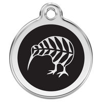 Produktbild von RedDingo Hundemarke Edelstahl mit individueller Gravur Kiwi Schwarz Größe L