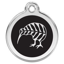 Produktbild von RedDingo Hundemarke Edelstahl mit individueller Gravur Kiwi Schwarz Größe S