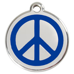 Produktbild von RedDingo Hundemarke Edelstahl mit individueller Gravur Peace Blau Größe M