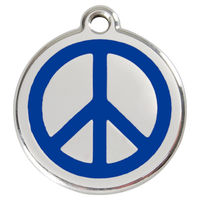 Produktbild von RedDingo Hundemarke Edelstahl mit individueller Gravur Peace Blau Größe M
