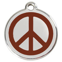 Produktbild von RedDingo Hundemarke Edelstahl mit individueller Gravur Peace Braun Größe M