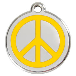 Produktbild von RedDingo Hundemarke Edelstahl mit individueller Gravur Peace Gelb Größe M
